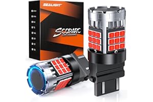 SEALIGHT LED Brake Light Bulbs, 3156 3157 LED Bulb Red, 600% Brighter 3056 3057 3457R 4057 4156 4157 Anti Hyper Flash Error Free Tail Stop Parking Lights, with Built-in Resistor, Brilliant Red, 2 Pcs