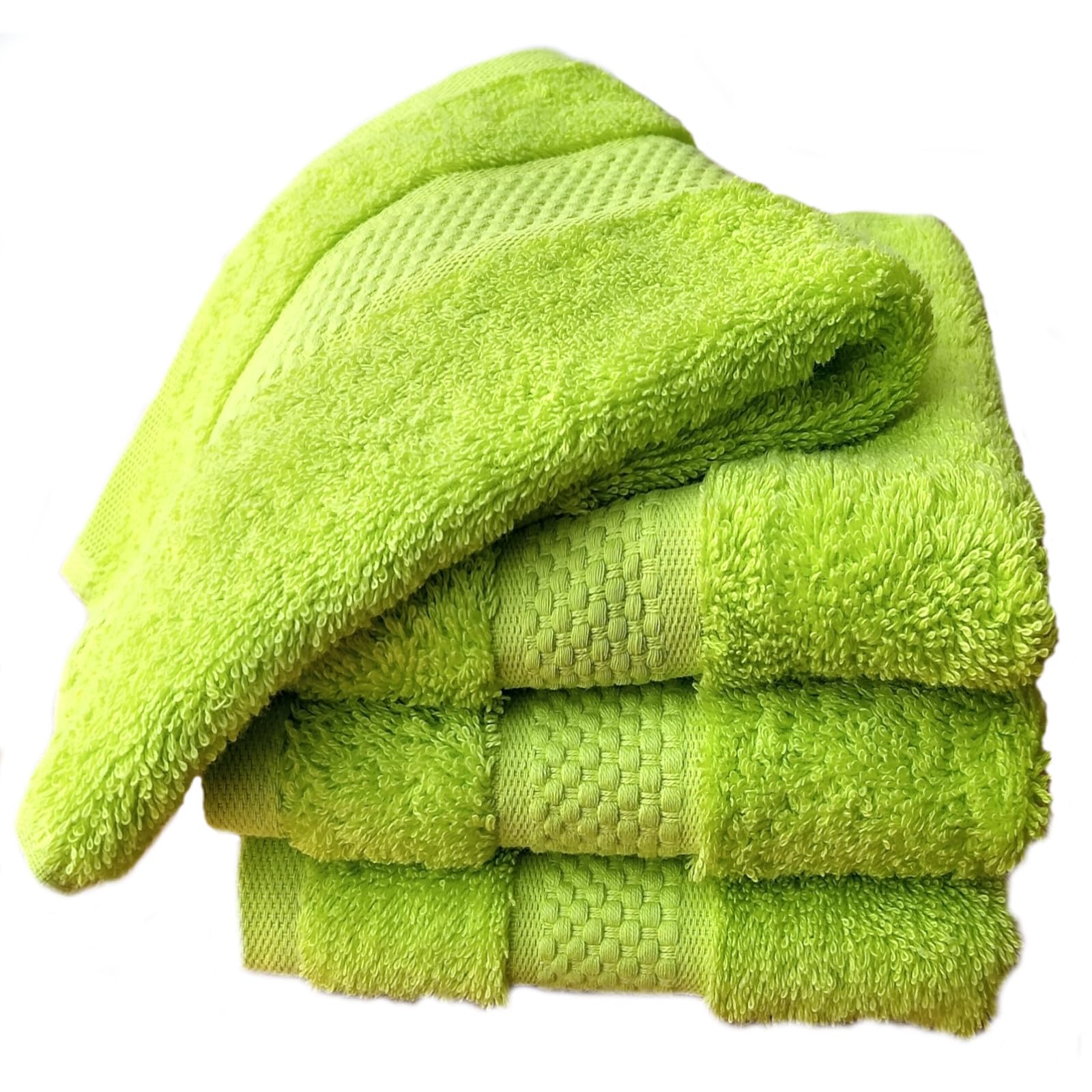 Sue Rossi Face Cloths Pack of 4, Turkish Combed Cotton, 30cm x 30cm, Soft, Absorbent & Quick Dry Wash Cloth Flannels Set Of Bathroom Towels (Lime, 4)