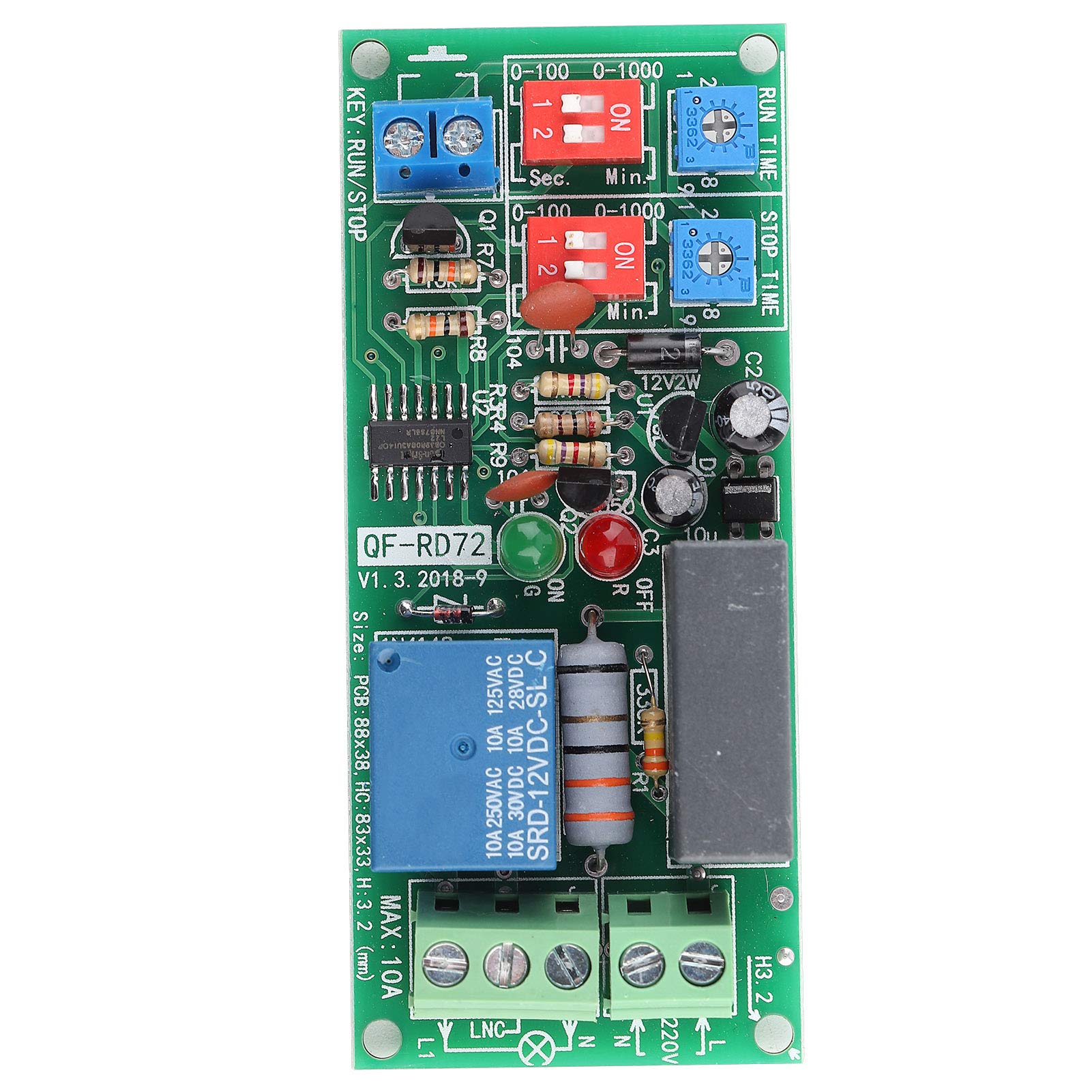 Delay On/Off Switch Module, AC100V-250V Timer Module Adjustable Infinite Cycle Delay Timer 0.5Sec-1000Min for Timer Operating Equipment