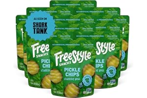 Freestyle Snacks Pickle Chip Snack Packs - As Seen on Shark Tank - Classic Dill - All Natural, Fresh-Packed Deli-Style Pickles - Non-GMO, Kosher, Gluten-Free, Low Calorie- 3.5 Ounce (12 Pack)
