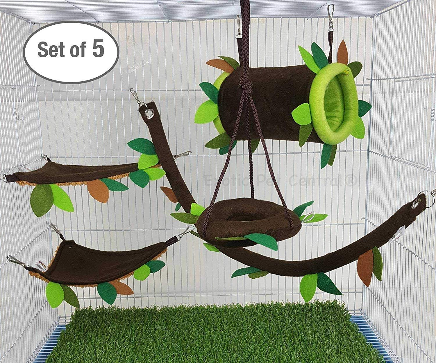 BEST SELLING CAGE SET VERSION 3.0! EVEN BETTER QUALITY! ALL NEW 5 Pcs Cute Little Exotic Pets Sugar Glider Hedgehog Hamster Squirrel Critter Pouches Rope Hanging Sheet Cage Set