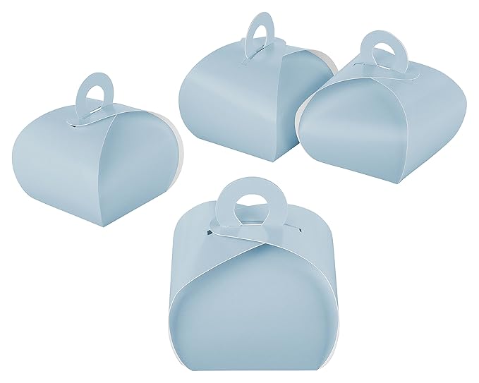 itenga Box GeschenkSchachtel mit Griff blau/hellblau Babyblau aus Karton zum Befüllen (Gastgeschenk, Hochzeit Taufe Geburt) (