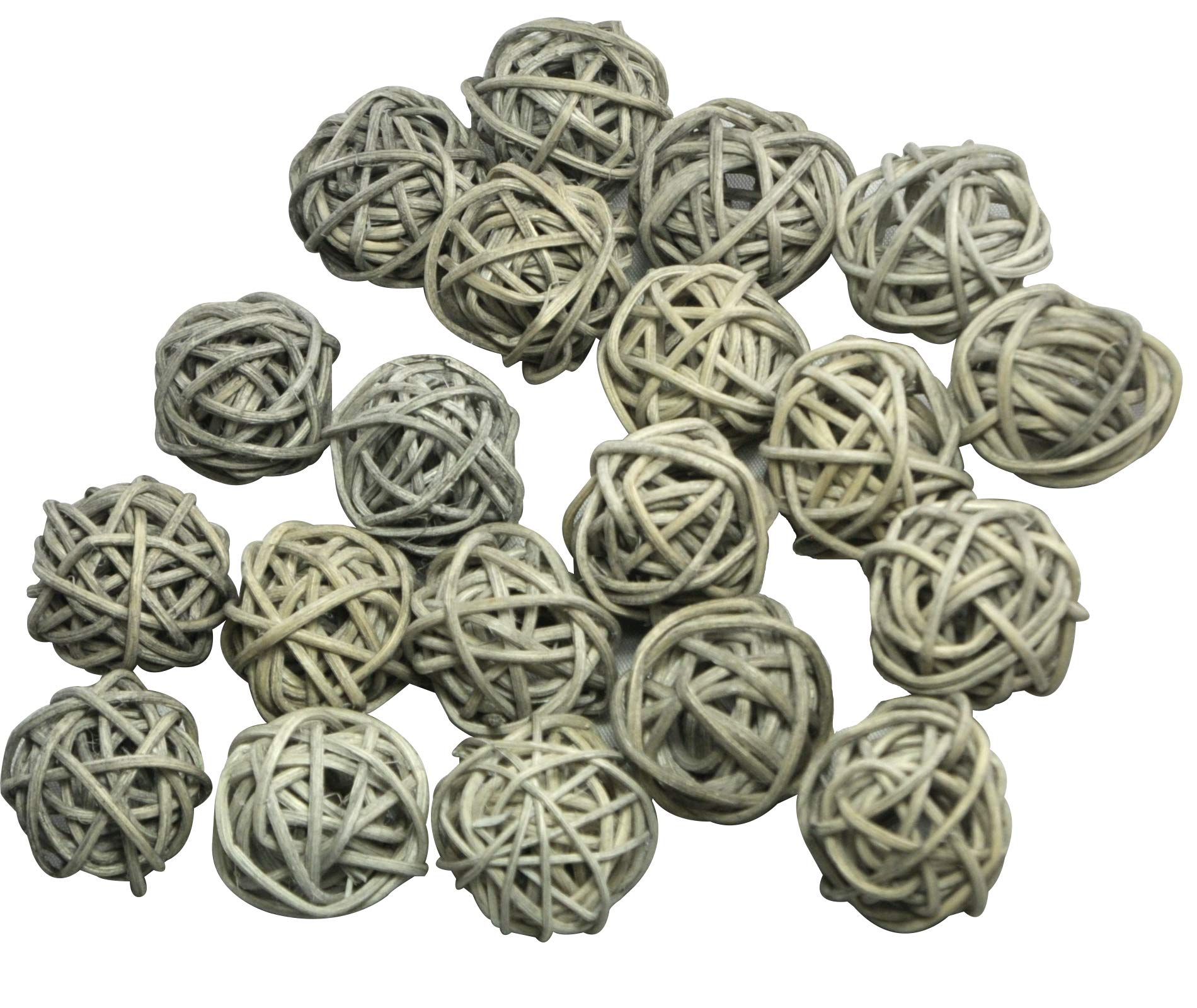 Ougual Natural Wicker Rattan Balls Table Wedding Party Hanging Wobble Ball Christmas Decoration (3cm, 20pcs, Grey)