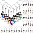 Sumind 48 Pcs Jesus Toys Figurine Christian Keychain Jesus Doll Religious Keychain Bulk Classic Christian Rings for Christ(Multicolor,Jesus Loves You)