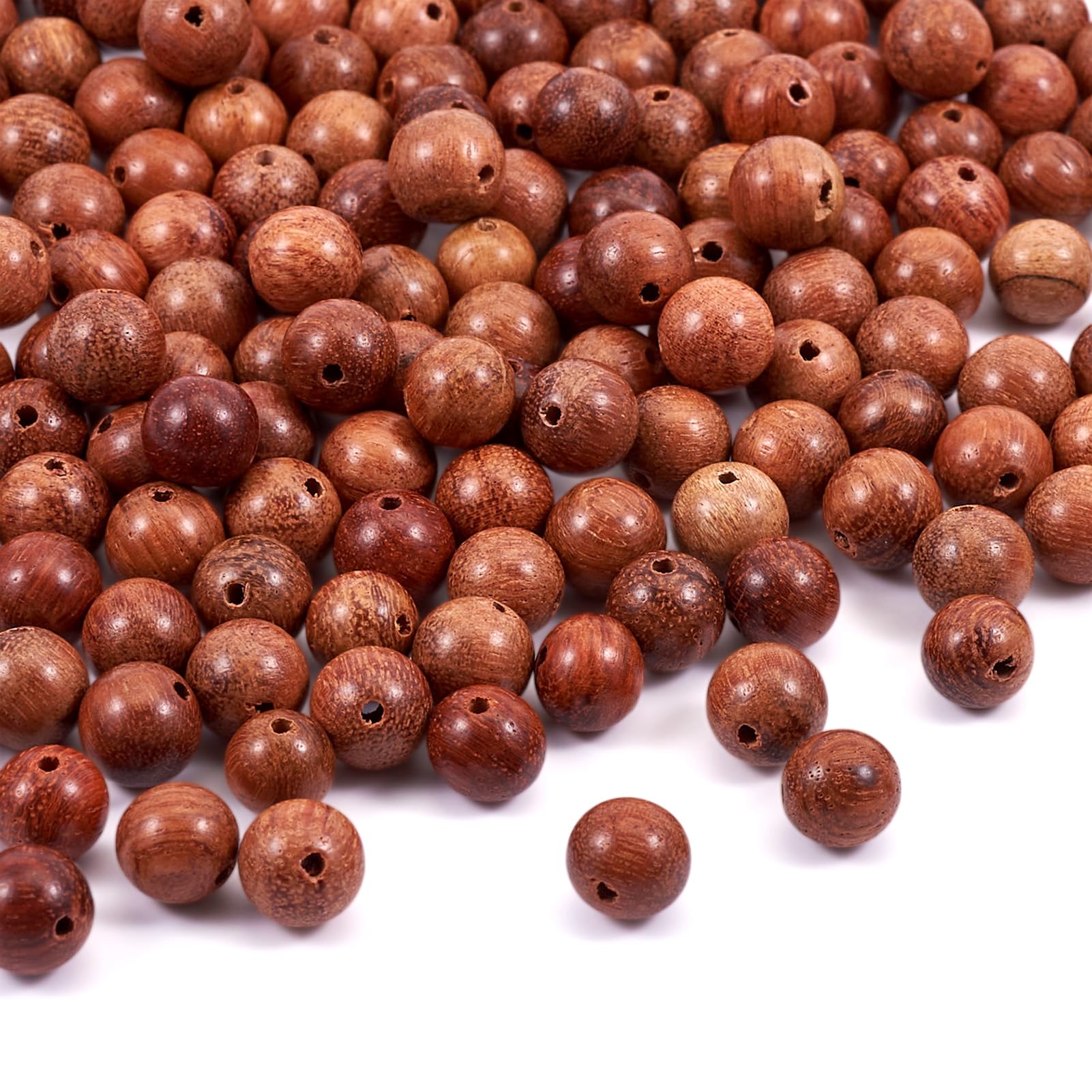 Craftdady 200pcs 8mm Natural Waxed Round Wood Beads Wooden Ball Spacer Loose Beads with 1.4mm Hole for Rosary Jewelry Crafts Making