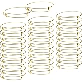 UPINS 60Pcs Gold Expandable Bangle Bracelets Adjustable Wire Blank Women Bracelets for DIY Jewelry Making