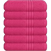 BOUTIQUO Ultra Soft Cotton 6 -Piece Hand Towel Set 16x24 Inch, Ideal for use in Bathroom, Kitchen, Gym, Spa & General Cleaning, Compact & Lightweight Multi Purpose Hand Towels - Hot Pink