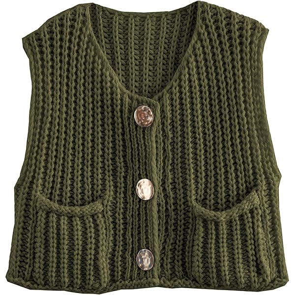Womens Fashion Casual Chunky Sweater Vest Sleeveless Button