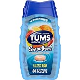 TUMS Smoothies Antacid Tablets, Heartburn Relief, Assorted Fruit, 60 Count | Extra Strength Formula, Neutralizes Acid Instantly for Indigestion and Upset Stomach, Multi-Symptom Relief, Gluten Free