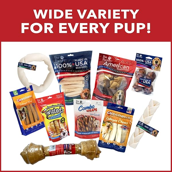 PET FACTORY AMERICAN BEEFHIDE 6-7″ KNOTTED BONES DOG CHEW TREATS – NATURAL FLAVOR, 10 COUNT/1 PACK
