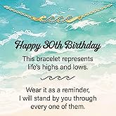IEFLIFE Birthday Gifts for Women - 14K-Gold-Plated Zirconia Wave Bracelet Birthday Gifts for Women Her, 30 40 50 60 70 Year Old Gift for Women Her, Happy Birthday Wave Bracelet Jewelry Gift
