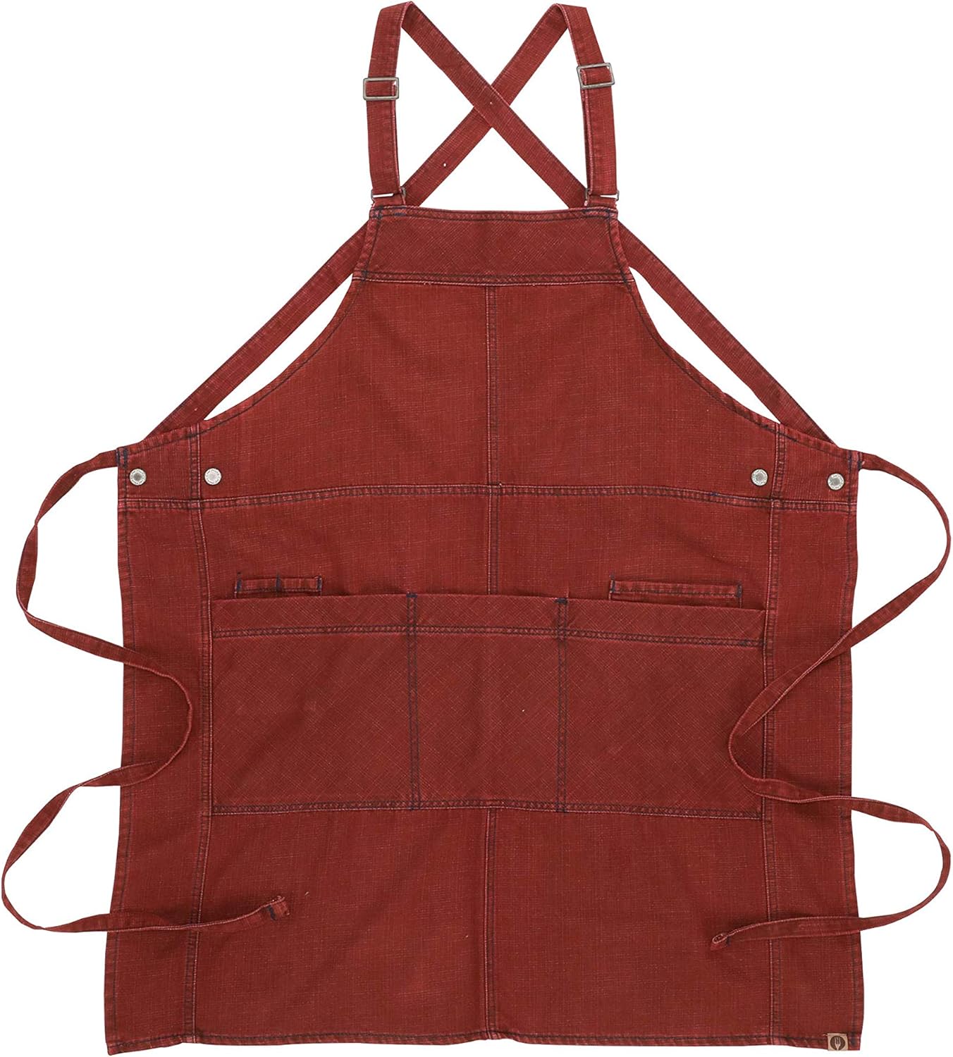 Chef Works Unisex Uptown Cross-Back Bib Apron, Red/Navy, One Size: Clothing