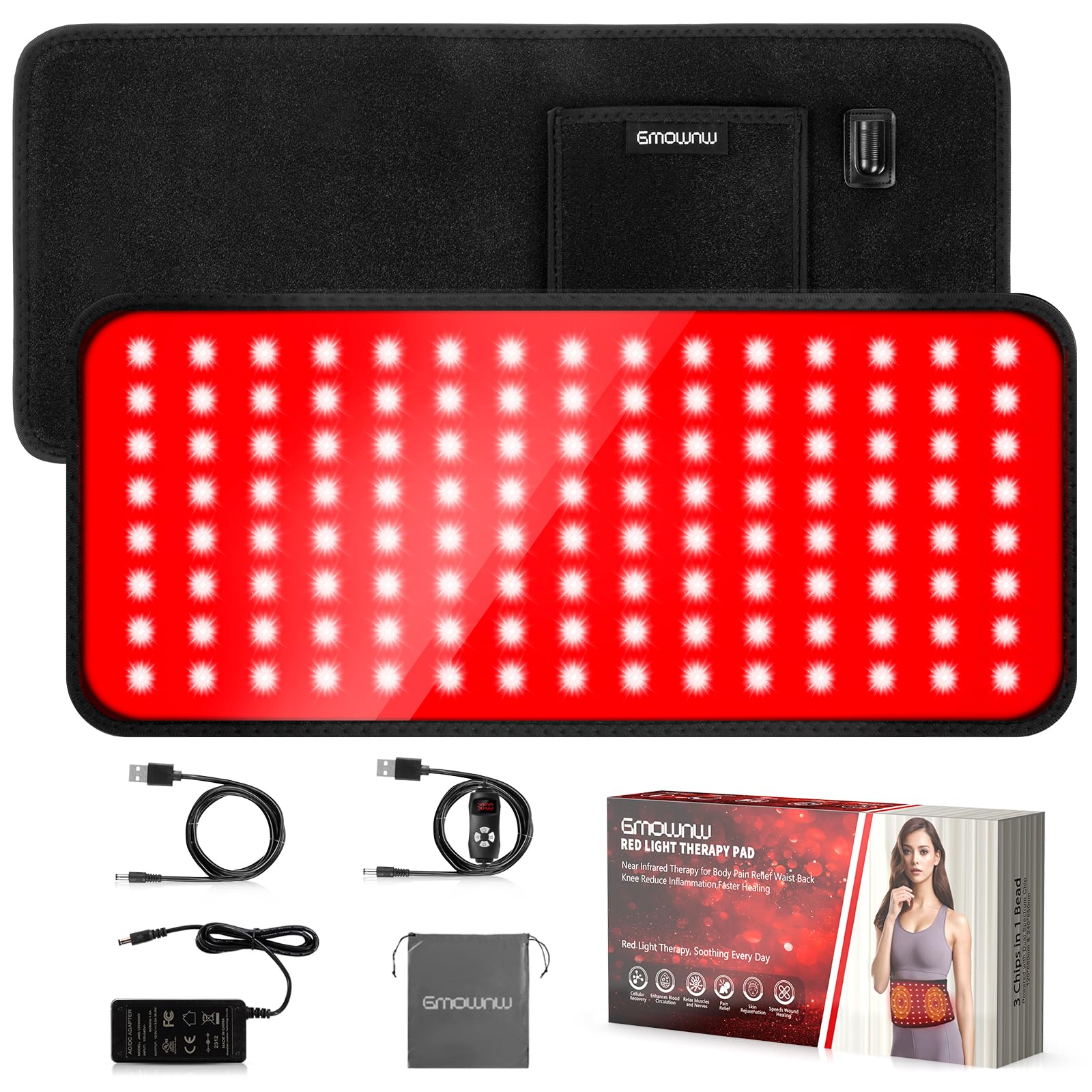 Photo 1 of Red Light Therapy for Body,19.6'' x 8.6'' Near Infrared Light Therapy Pad with 3-in-1 Chip 120 LEDs Bead with Timer Remote Control, 660nm & 850nm Therapy Belt Wrap for Back Joint Muscle Pain Relief
