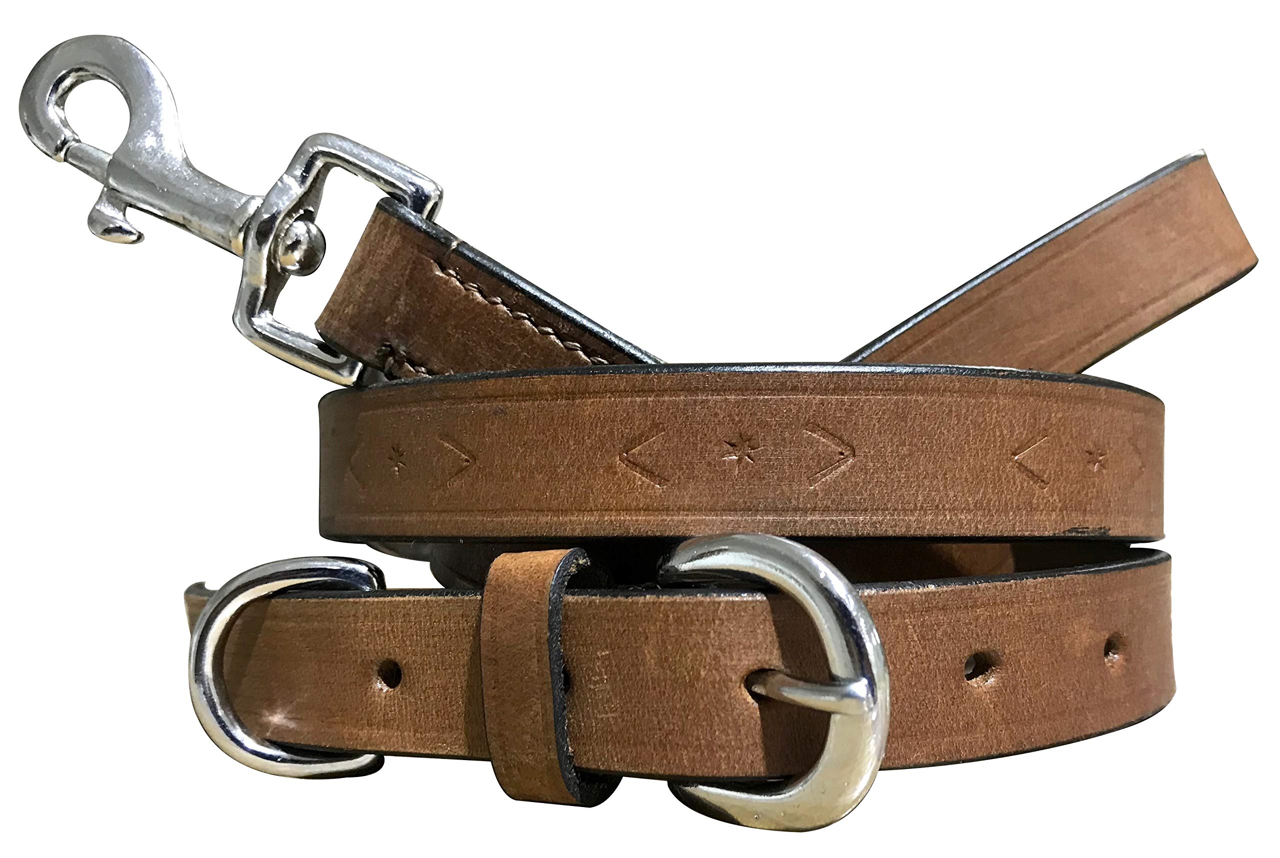 BRADLEY CROMPTON Genuine Leather Matching Pair Dog Collar and Lead Set L