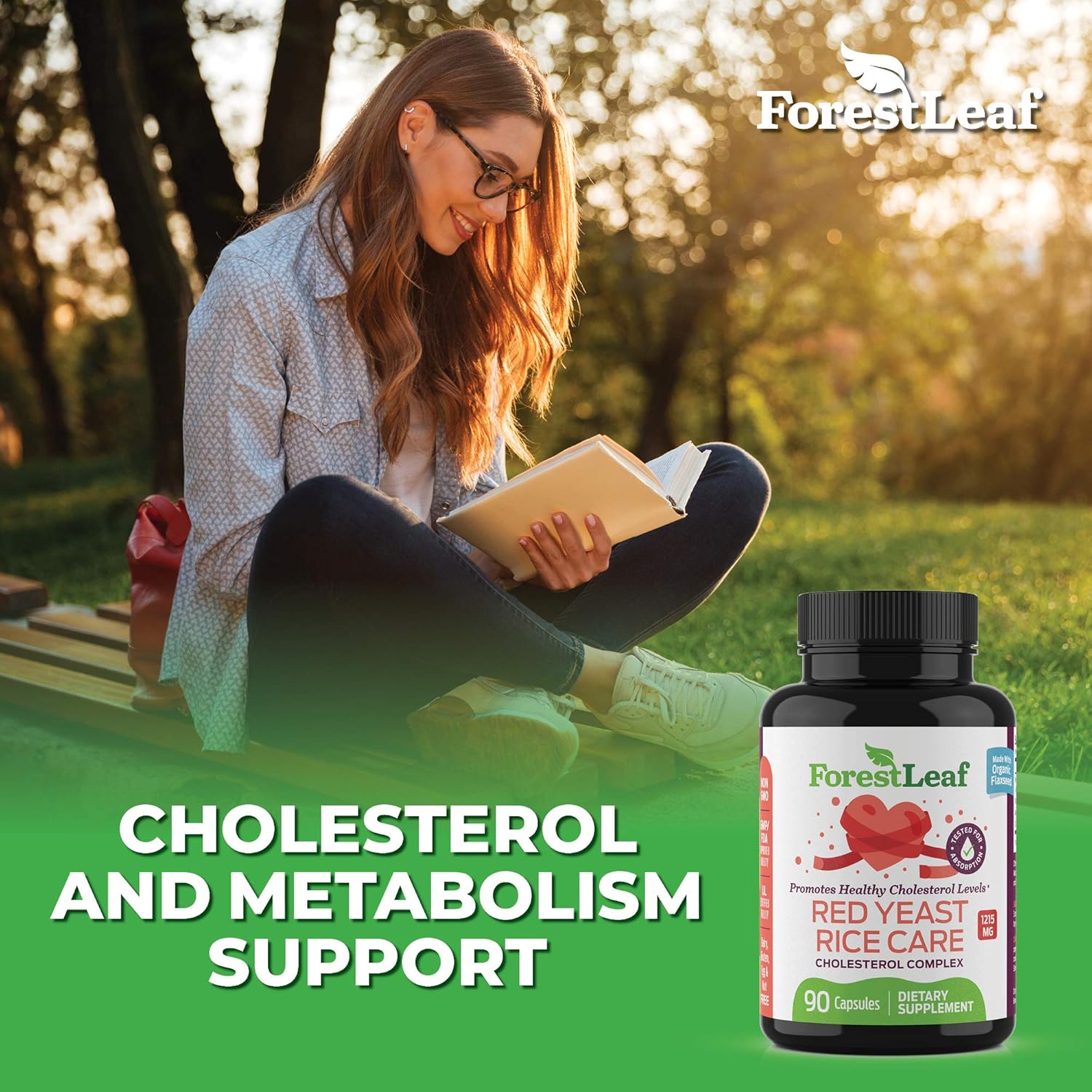 Red Yeast Rice Care with COQ-10 and Organic Flaxseed - Supports Cardiovascular Health - 1215mg - 90 Vegetable Capsules - Daily Dietary Supplements: Health & Personal Care
