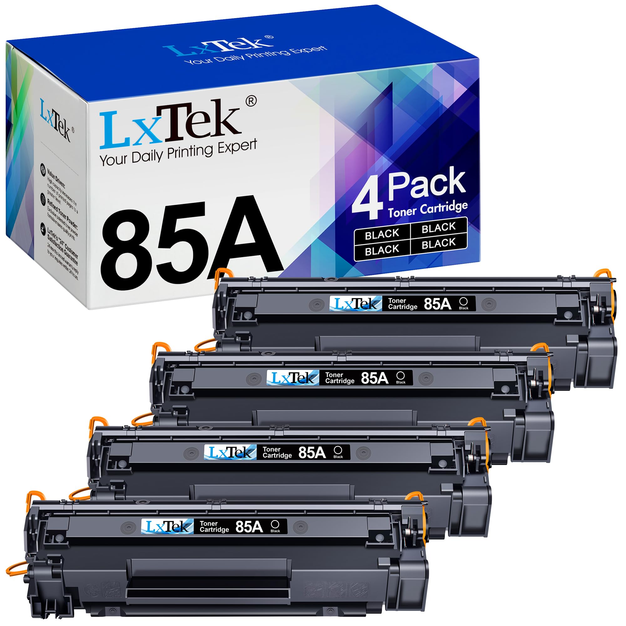 Compatible Toner Cartridge Replacement for HP 85A CE285A Compatible with Laserjet Pro P1102W P1102 P1106 M1132MFP M1217NFW M1212NF M1132 P1100 M1136 M1210 M1212 M1213NF (Black,4-Pack)