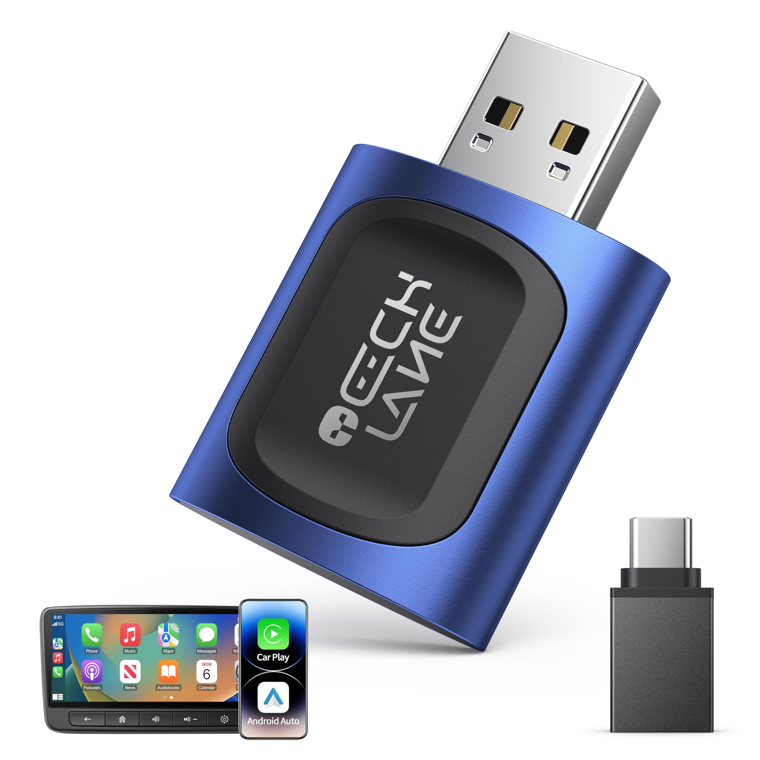 Photo 1 of 2026 Upgraded 2-in-1 Wireless CarPlay Adapter & Android Auto Wireless Adapter, Bluetooth Car Adapter for Wired to Wireless, Fast & Stable Auto-Connect, 5G WiFi & BT 5.4, Plug & Play (USB-C/A)