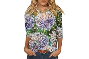 BARNRAE Vintage Tees for Women Women's Fashion Casual Round Neck Long Sleeve Printed T-Shirt Top