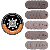 MAXXT 6" Hook &amp; Loop DA Sander Backing Plate Pad 30 Sandpaper, Dual-Action Random Orbital Sanding Pad - Low Profile Edge, Medium Density - for MAXXT Brushless Orbit Sander R7303&amp;R7304