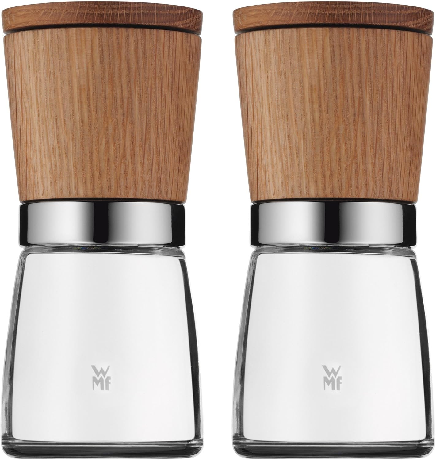 WMF Ceramill Nature Salz und Pfeffer Mühle Set 2-teilig, unbefüllt, für Salz, Pfeffer, Chilli, Salzmühle, Pfeffermühle Holz, Keramikmahlwerk