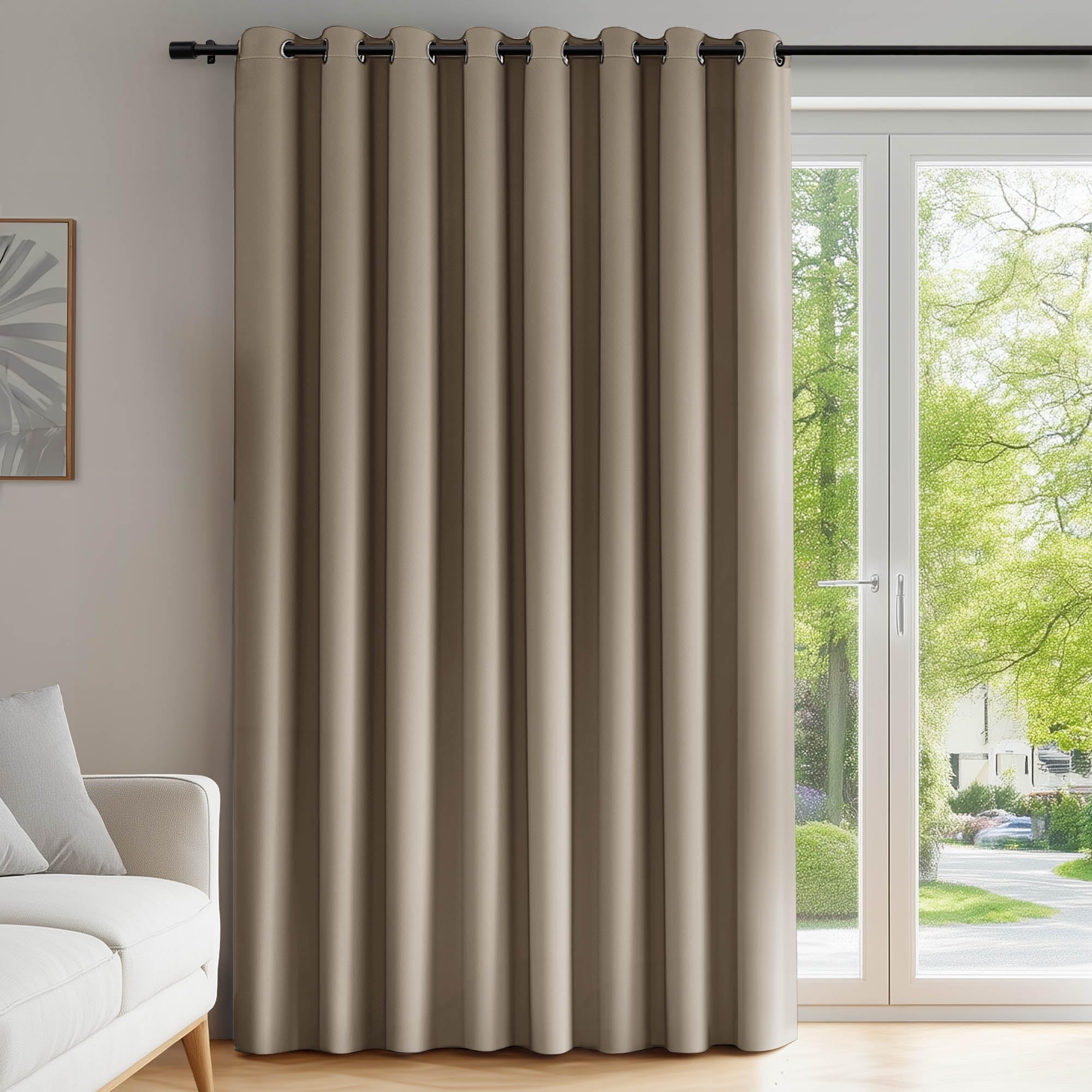 Deconovo Eyelet Door Blackout Curtain Thermal Curtain for Partition 100 x 84 Inch Taupe 1 Panel