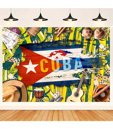 BELECO Kuba Hintergrund - 2,1x1,5 M Fotohintergrund Mit Kubanischer Flagge & Strohhut