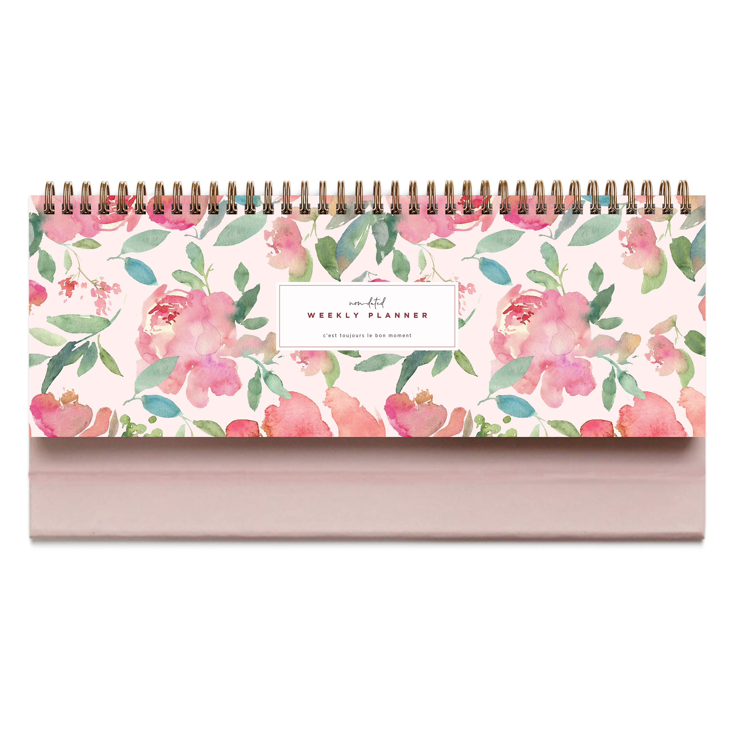 Belle Fleur Non-Dated Spiral Weekly 60 Week Pad, 3.75" x 10.5", La Lune Collection by Bright Day