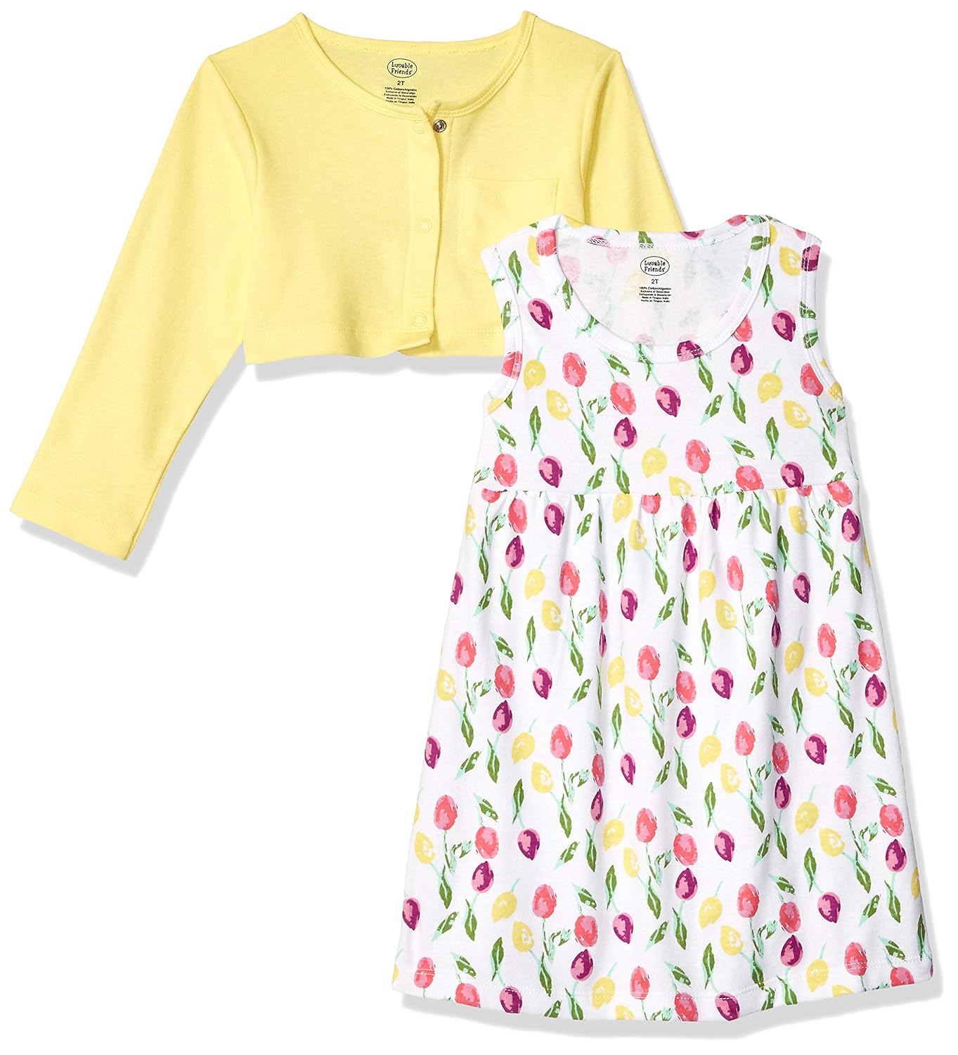 Luvable Friends Baby and Toddler Girl Dress and Cardigan