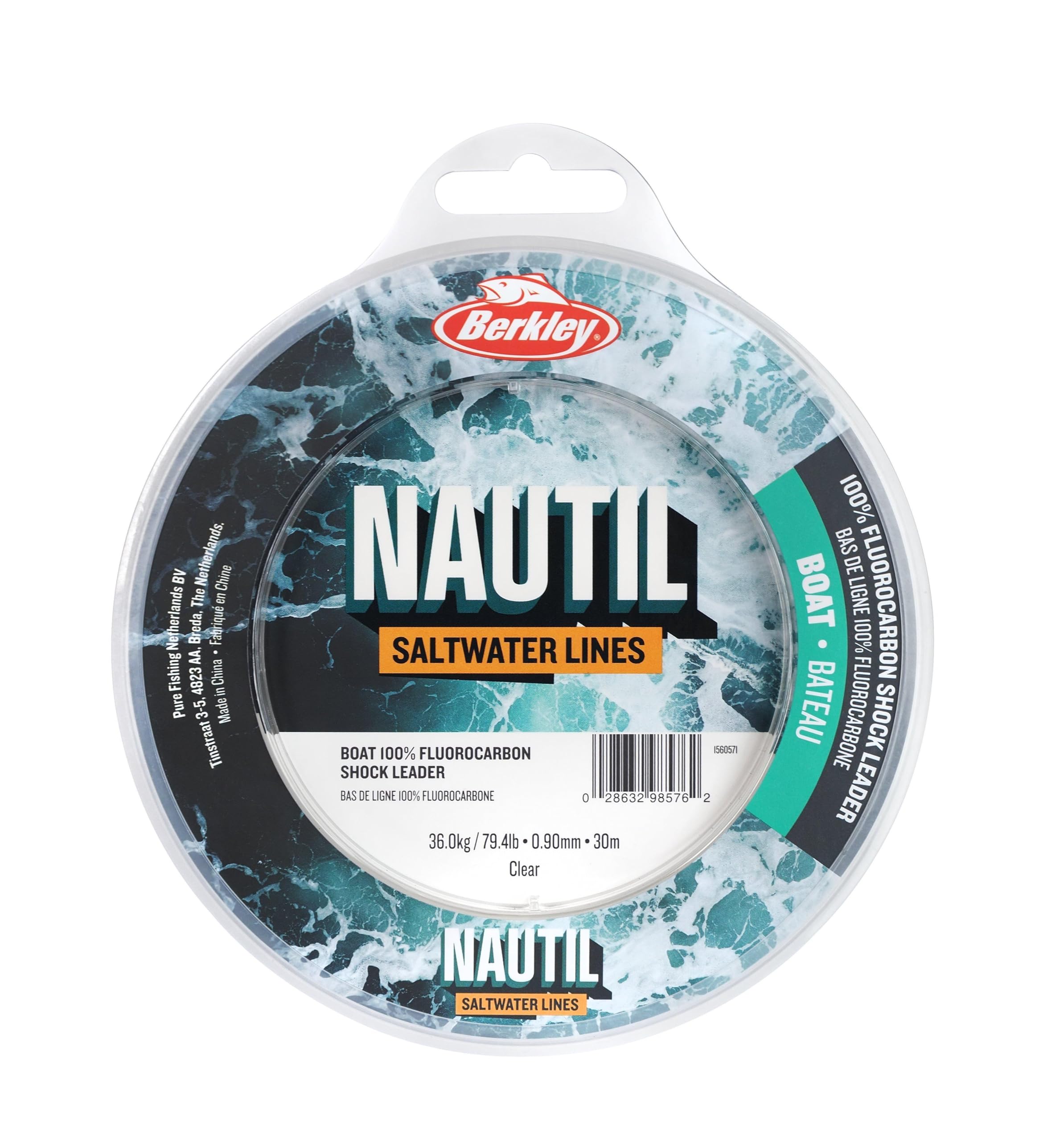 Berkley Nautil Boat Shockleader | Abrasion & Shock Resistant Fishing Line | High Knot Strength Monofilament for Saltwater & Freshwater | Perfect for Multiplier & Spinning Reels |0.90mm |79.4lb|30 m