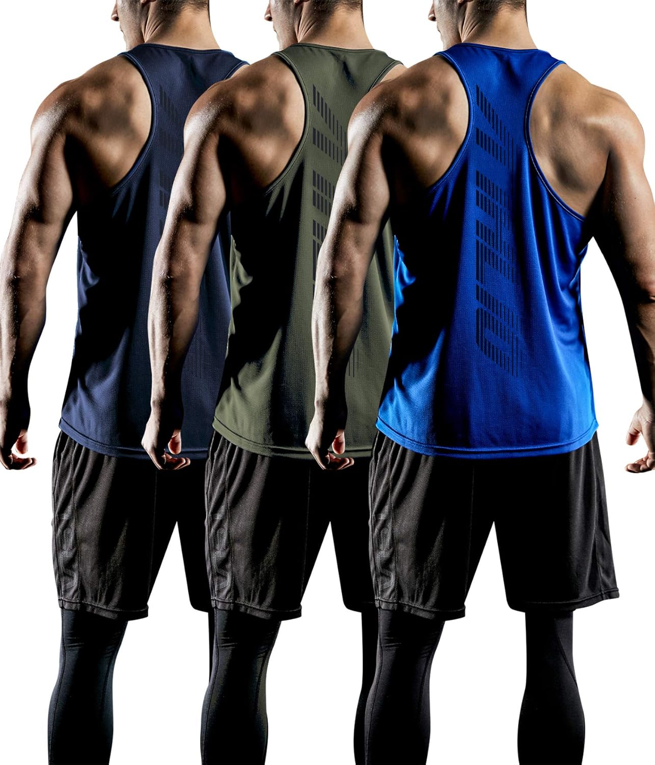 ATHLIO 3 Pack Men's Dry Fit Muscle Workout Tank Tops, Y-Back Bodybuilding Gym Shirts, Athletic Fitness Tank Top: Clothing