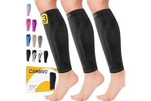 CAMBIVO 3 Pairs Calf Compression Sleeves for Men & Women, Sports Compression Leg Sleeves for Shin Splints & Running Recovery