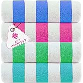 CASA COPENHAGEN Cabana Beach Towels Designed in Denmark Rough and Tough, Quick Dry, for Pool, Bath & Shower 30x60 inches 4 Pieces Cotton Beach Bath Towels Set - Turquoise,Royal Blue,Pink,Green