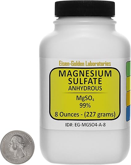 Amazon Com Magnesium Sulfate Anhydrous Mgso4 99 Acs Grade Powder 8 Oz In A Space Saver Bottle Usa Health Personal Care