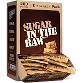 Sugar In The Raw, Turbinado Cane Sugar Packets, 200 Ct | Pure, All-Natural Turbinado Sugar, Non-GMO Project Verified, Kosher, Vegan and Gluten Free