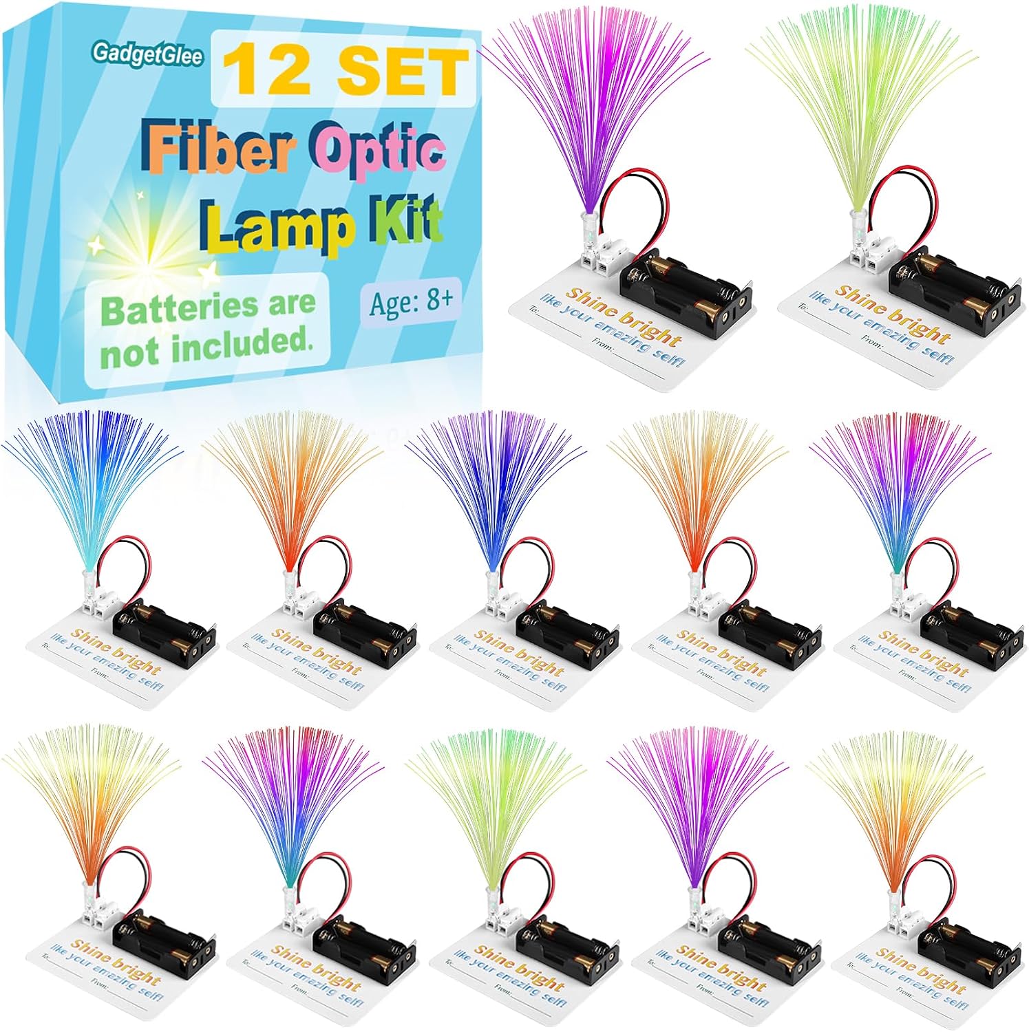 12 Bulk Craft Kits for Kids 8-12, STEM Activities Science Projects for Girls, Fiber Optic Light Experiments, Simple Electric Circuits Classroom Gifts for Class 2nd 3rd 4th Grade Activity