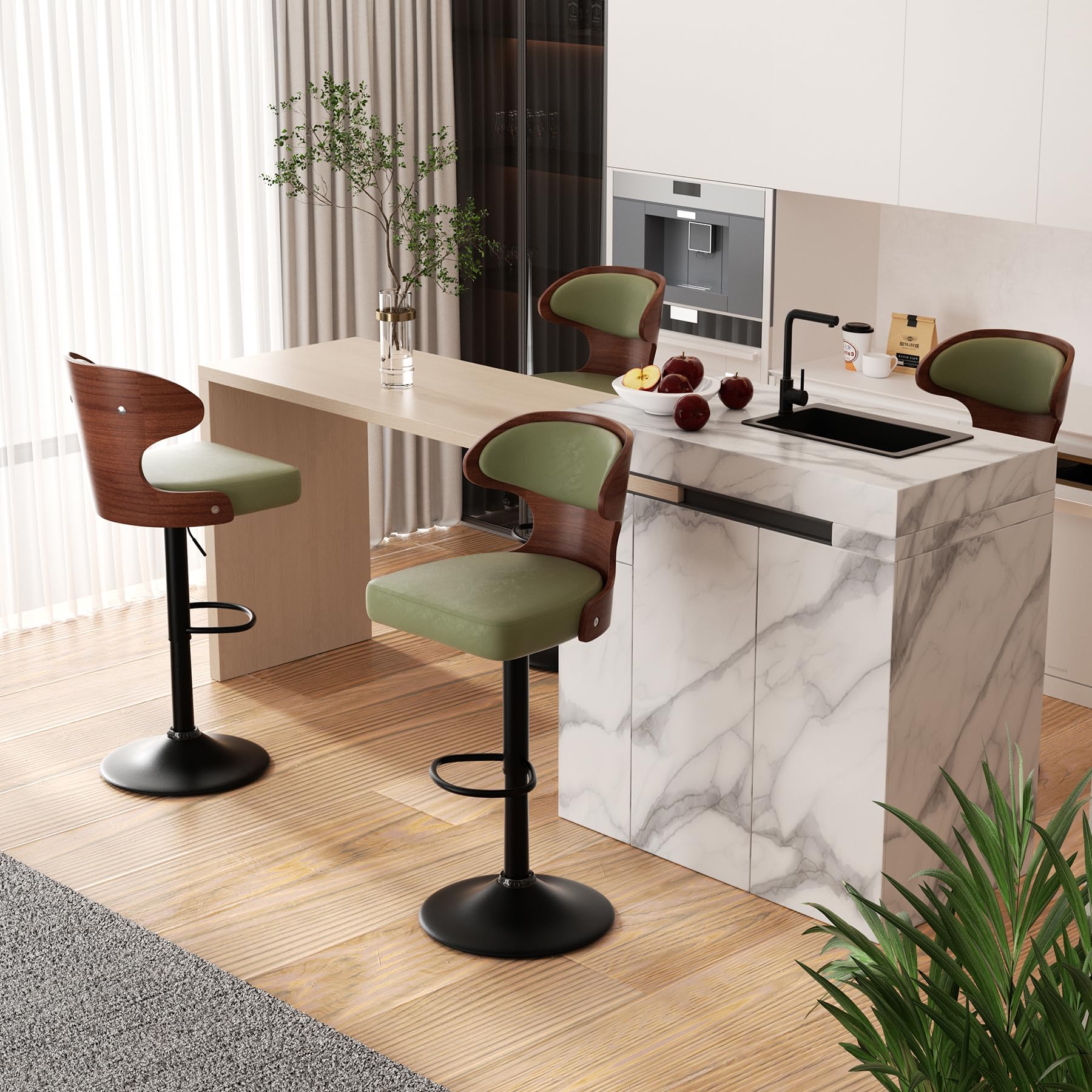 Nalupatio Bar Stools Set of 4 Seat Adjustable