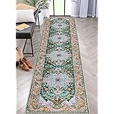 U'Artlines 2' x 10' Boho Hallway Runner Rug, Non Slip Washable Vintage Farmhouse Accent Area Rug Carpet for Kitchen Entryway Laundry and Living Room (Green)