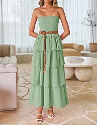 ZESICA Women‘s Summer Boho Strapless Maxi Dress