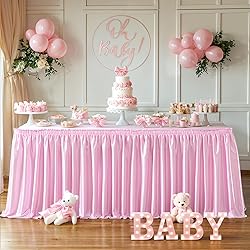 9ft Lenght Glitter Pink Table Skirt for Rectangle