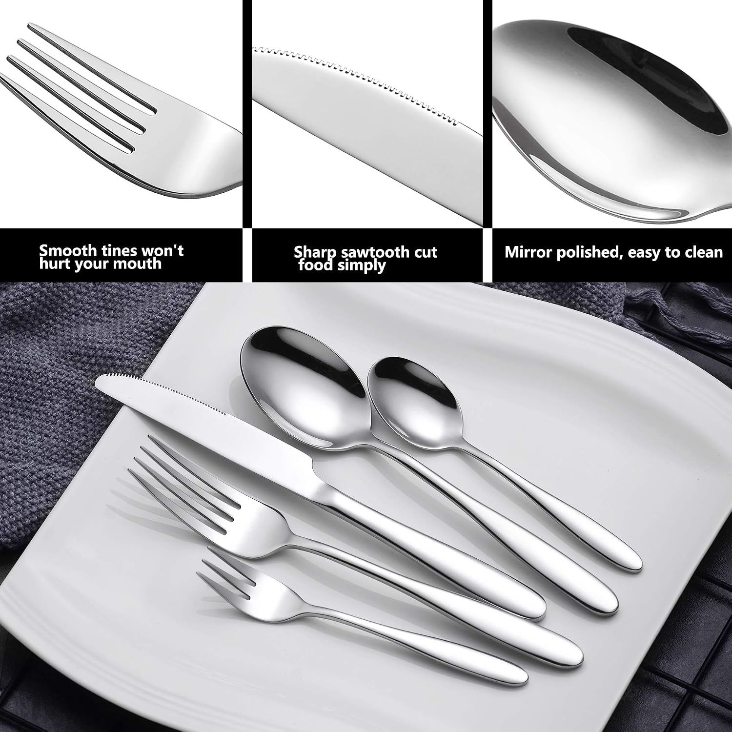 Velaze 60 Piece Cutlery Set for 12 People - Image 5