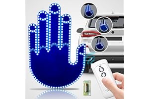 QEEANMO LED Hand Gesture Light with Remote, Glow Hand for Car Window, Funny Road Rage LED Sign for Car or Truck, Auto Accessory for Men, Dad, Husband, Cars Enthusiasts (Blue)
