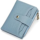 GAEKEAO Small Wallets Woman RFID Blocking Leather Bifold Card Holder Wallets with Zipper Pocket Removable ID Window
