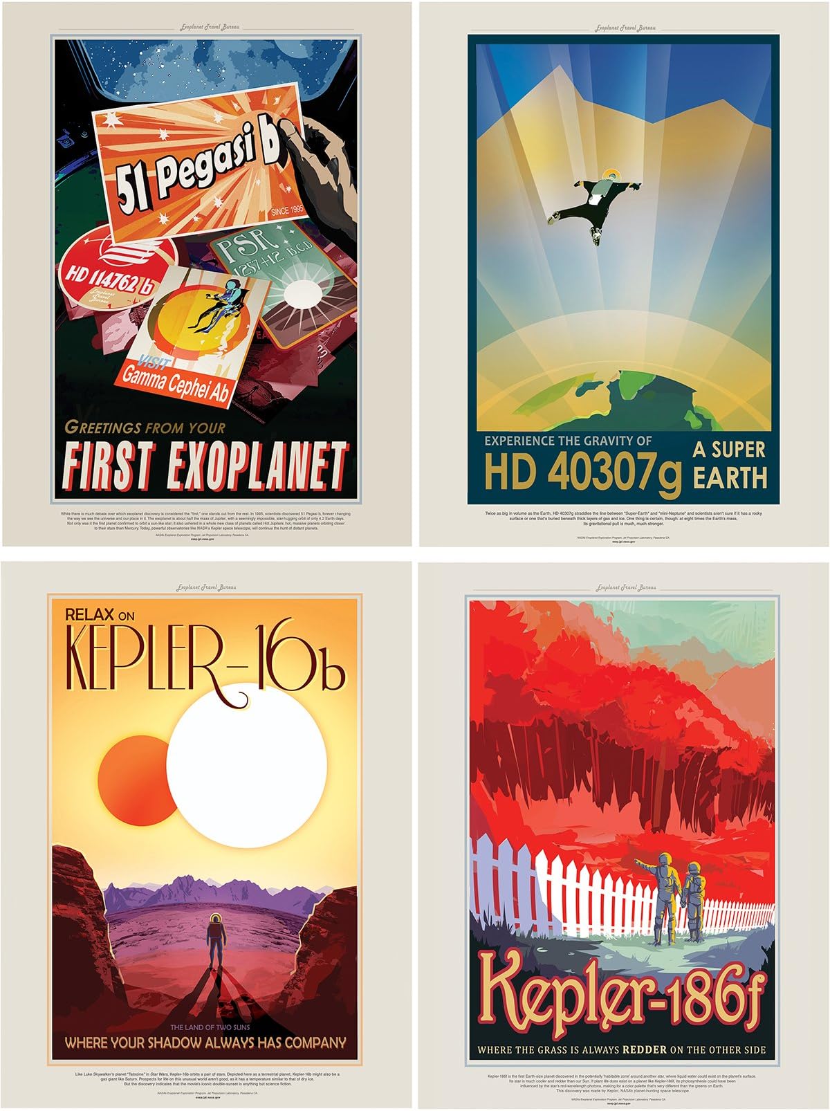Doppelganger33 LTDNASA Poster Space Exoplanet Travel Advert Pack x 7 Posters Unframed Art Prints