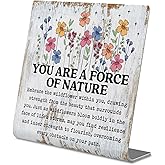 You Are a Force of Nature Desk Sign Wildflower Strength Quote, Rustic Steel Plaque for Women Empowerment, Resilience Healing Gift, Motivational Decor for Office, Therapy or Personal Growth XLK518
