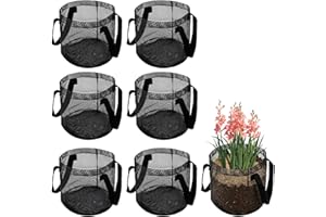 6PCS Round Pond Plant Baskets, 7.9" H x 7.9" Dia Water Lily Mesh Bags 1 Gallon Aquatics Planter Pot Pond Planting Bags Aquati