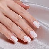 Beetles Milky White Press On Nails Short Squoval, 32 Pcs with Nail Glue | Soft Nails Gel Press On Nails with 15 Sizes for DIY Fit Matching and Soak-Off Removal