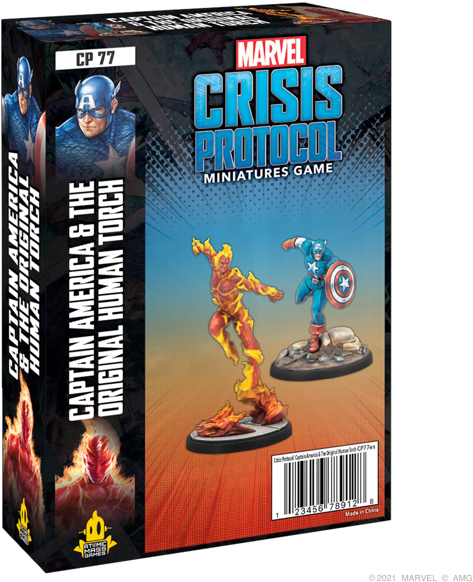 Atomic Mass Games Marvel: Crisis Protocol Captain America & The Original Human Torch Character Pack - Unite Iconic Heroes! Tabletop Superhero Game, Ages 14+, 2 Players, 90 Minute Playtime, Made