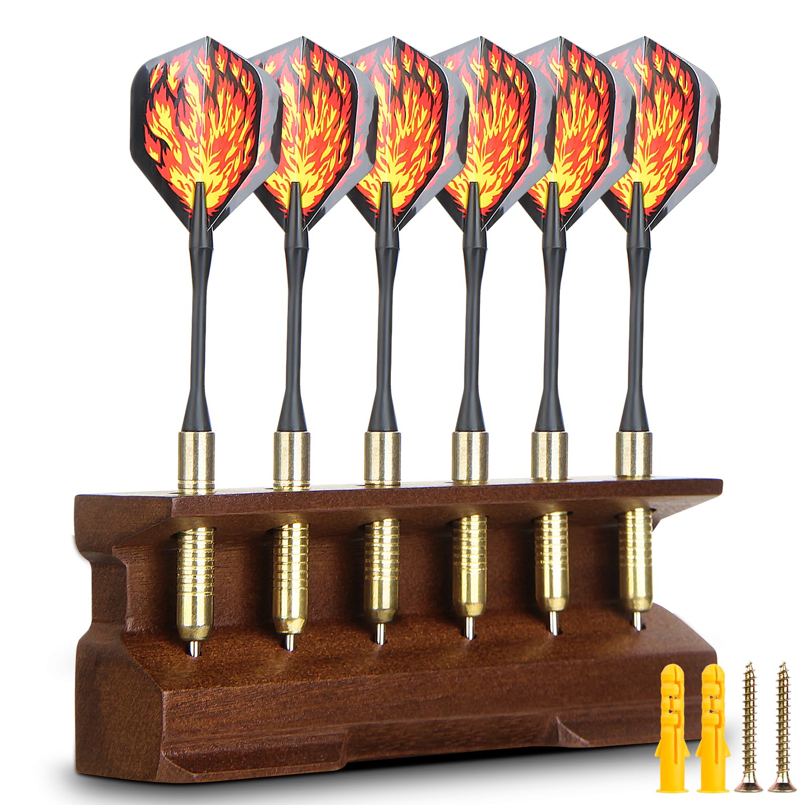 CAMOSE Wood Wall Mounted Dart Holder/Stand,6-Hole Solid Wood Dart Holder - Unique Design, Wall Mount or Tabletop Display