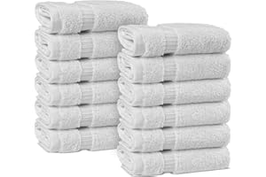 Chakir Turkish Linens Premium Cotton Absorbent Turkish Towels (Washcloths - 12 Piece, White)