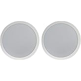 Rockville CC80T White Pair 8" 70V Commercial in-Ceiling Speakers, Aimable Tweeter, Paintable Grill, High-Fidelity Audio, for Restaurants and Bars